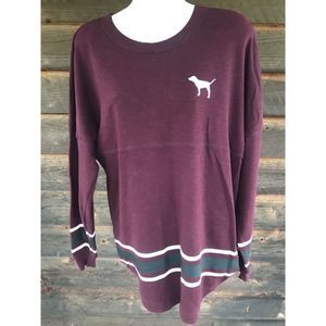 Victoria's Secret PINK FAB! XS SHIRT PURPLE Our Varsity Crew Loose Fit Tunic